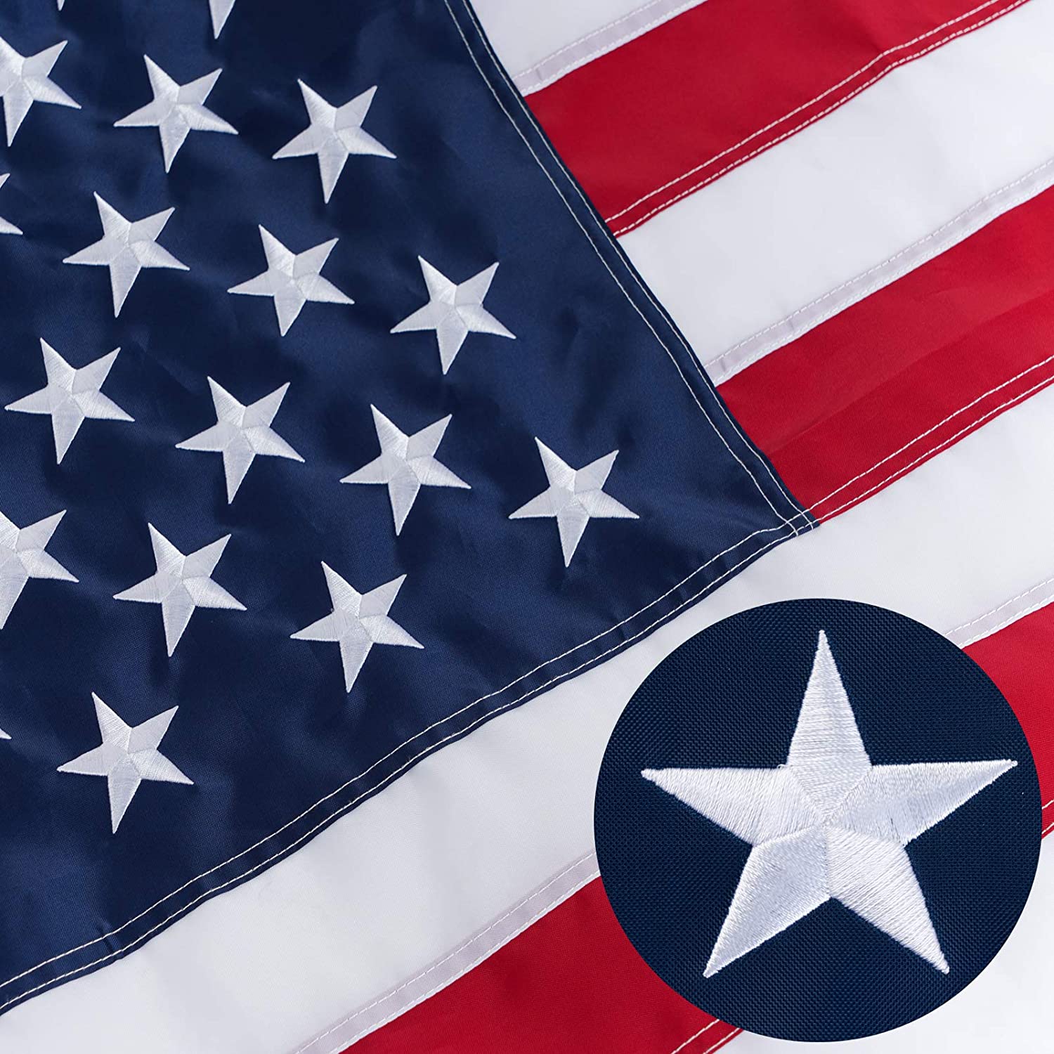 Homissor Durable American USA Flag 5x8 Embroidered Stars Longest